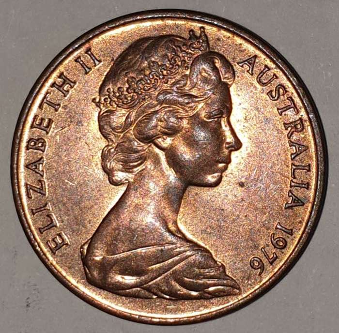 1976 - TWO CENT - 2 CENT - AUSTRALIA - BRONZE - KM#63 - FRILL-NECKED LIZARD